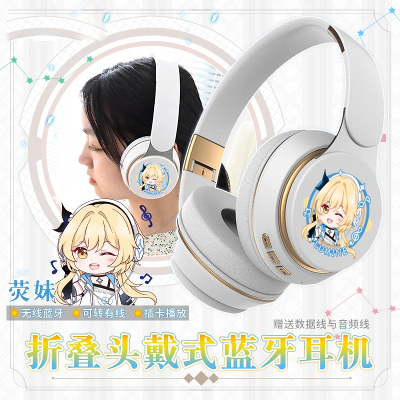 Anime Game Genshin Impact Kawaii Paimon Wireless Bluetooth Headset Comfortable Stereo Foldable Gaming Headphones Cosplay Gifts