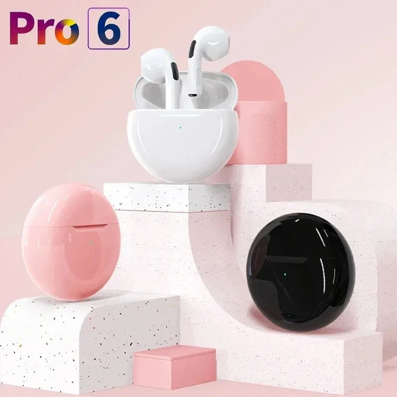 Air Pro 6 TWS Wireless Headphones with Mic Fone Bluetooth Earphones Sport Earbuds Pro6 J6 Headset for Apple iPhone Xiaomi Huawei