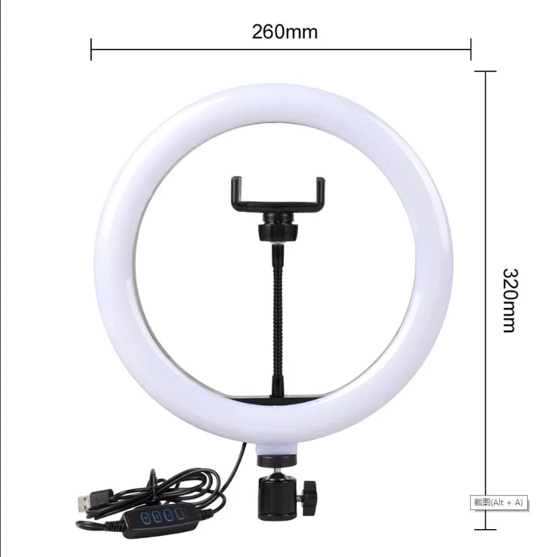 10 Inch LED Selfie Ring Light Dimmable Photography Fill Lamp with Mini Tripod for Phone Tiktok Live Video Photo Studio Ringlight