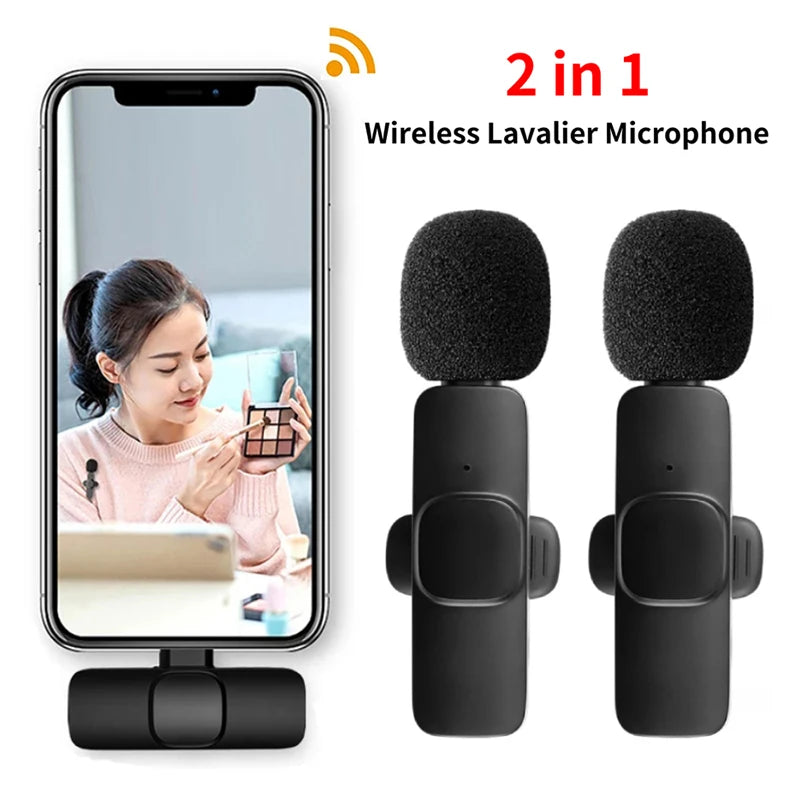 Wireless Lavalier Microphone Audio Video Recording Mini Mic For iPhone iPad Android Laptop Live Gaming Mobile Phone Microphone