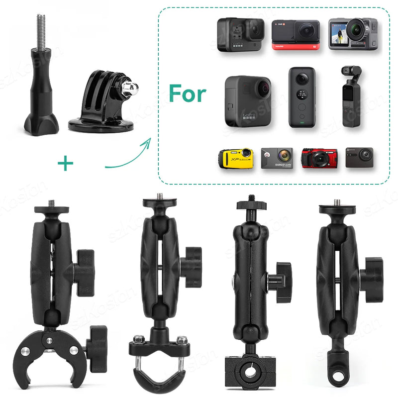 Motorcycle Bicycle Handlebar Mirror Mount Bracket For Gopro Hero 12 11 Bike Action Camera Holder For DJI OSMO Insta360 X4 GO 3S