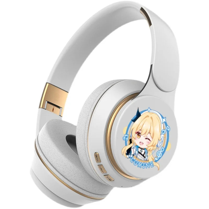 Anime Game Genshin Impact Kawaii Paimon Wireless Bluetooth Headset Comfortable Stereo Foldable Gaming Headphones Cosplay Gifts