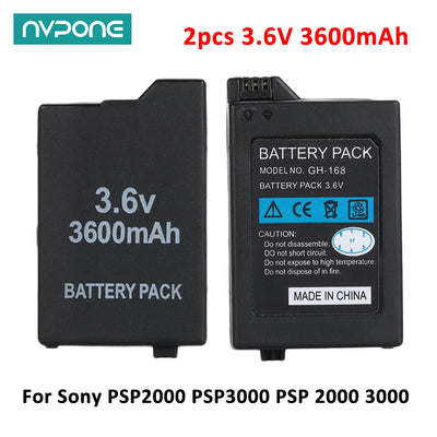 2pcs 3.6V 3600mAh Rechargeable Li-ion Battery Pack for Sony PSP2000 PSP3000 PSP 2000 3000 Console Gamepad Replacement Batteries