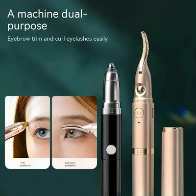 1 heating eyelash curler multifunctional 2-in-1 electric eyelash curler and trimmer, eyebrow shaver, ear and nose hair trimmer