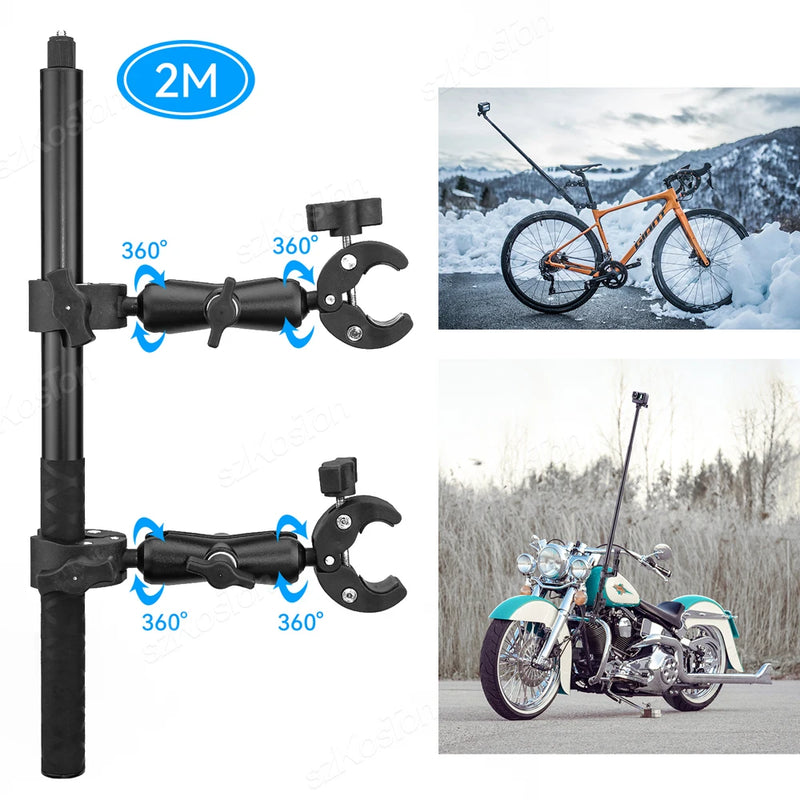 Motorcycle Bicycle Handlebar Mirror Mount Bracket For Gopro Hero 12 11 Bike Action Camera Holder For DJI OSMO Insta360 X4 GO 3S