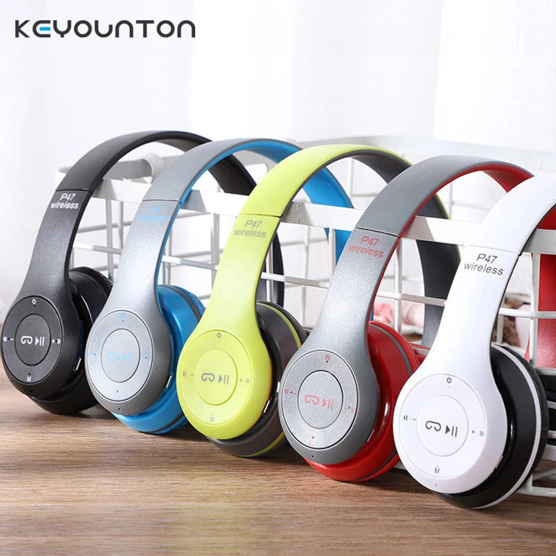 P47 Bluetooth 5.0 Wireless Headphones Foldable Stereo Bass headphone Kids Girls Helmet Gift With Mic for Mobile Phone Gaming