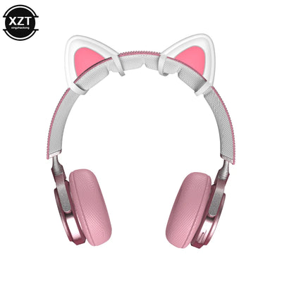 Pink Silicone cat ears for headphones black wireless wired headset gamer cute ears lovely kids girls helmet gaming accessories