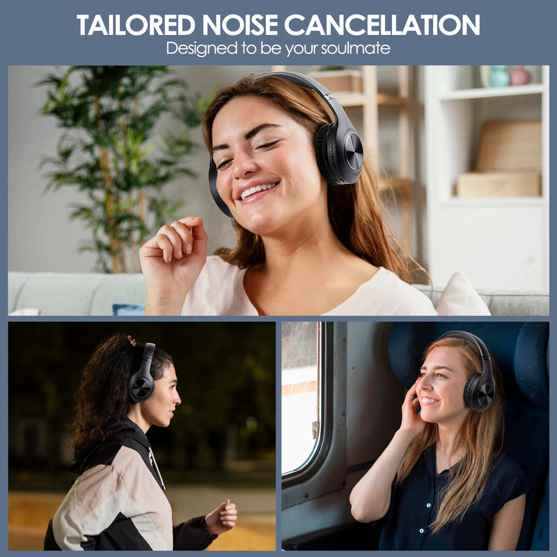 Siindoo JH-ANC923 Active Noise Cancelling Wireless Headset Foldable Over-Ear Bluetooth Headphones With Mic HiFi Stereo Deep Bass