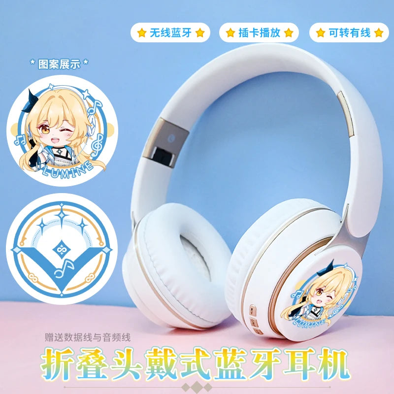 Anime Game Genshin Impact Kawaii Paimon Wireless Bluetooth Headset Comfortable Stereo Foldable Gaming Headphones Cosplay Gifts