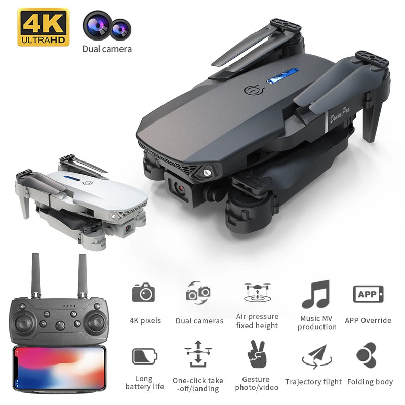 DWI D17/E88 Pro Drone 4k Profesional HD 4k Rc Airplane Dual-Camera Wide-Angle Head Remote Quadcopter Airplane Toy Helicopter