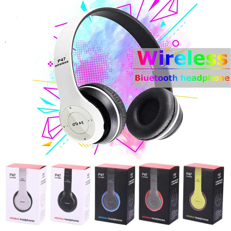 P47 Wireless Bluetooth Earphones With Mic Foldable Headsets Bass HIFI Sound Game Music Stereo Headphone For Smartphones TV Game