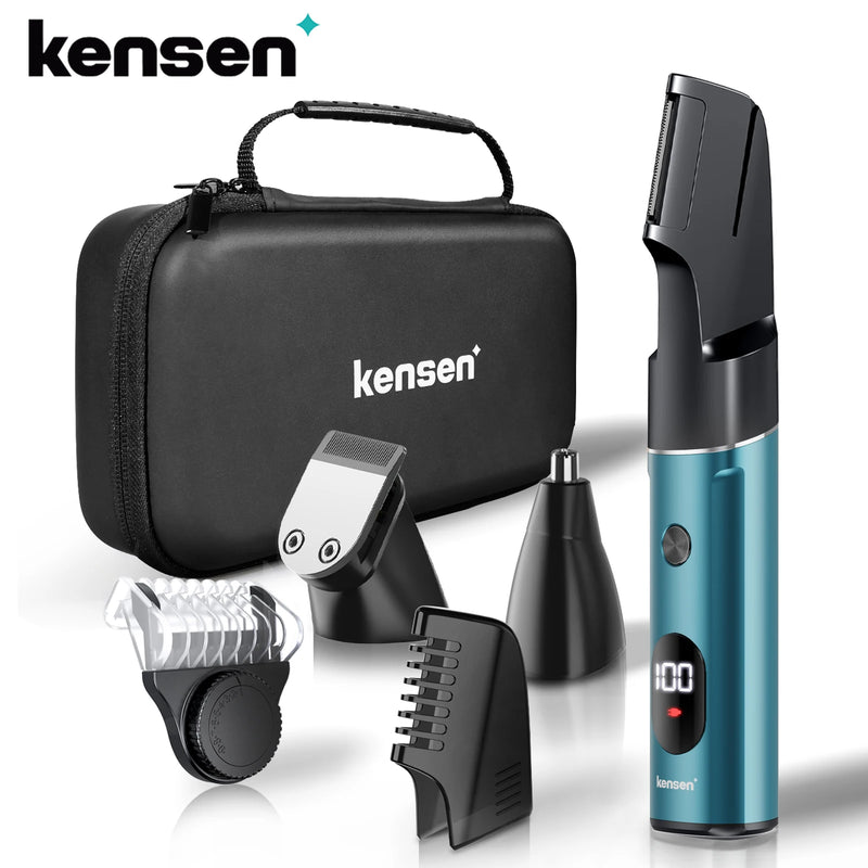 Kensen Body Hair Trimmer Kits for Men Professional Rechargeable LED Display Electric Trimmers Beard Shavers Hair Cutting Machine