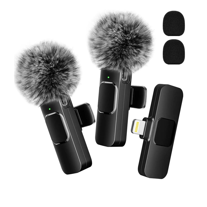 Wireless Lavalier Microphone Audio Video Recording Mini Mic For iPhone Android Mobile Phone Laptop Live Gaming Microphone